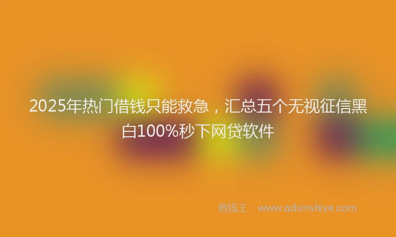 2025年热门借钱只能救急，汇总五个无视征信黑白100%秒下网贷软件