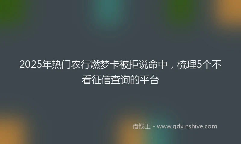 2025年热门农行燃梦卡被拒说命中，梳理5个不看征信查询的平台