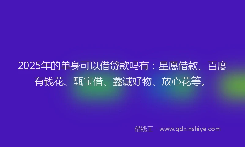2025年的单身可以借贷款吗有：星愿借款、百度有钱花、甄宝借、鑫诚好物、放心花等。