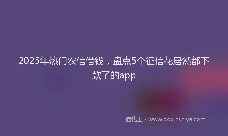 2025年热门农信借钱，盘点5个征信花居然都下款了的app