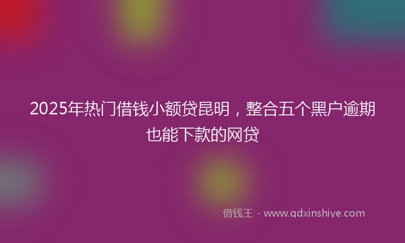 2025年热门借钱小额贷昆明，整合五个黑户逾期也能下款的网贷
