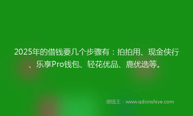 2025年的借钱要几个步骤有：拍拍用、现金侠行、乐享Pro钱包、轻花优品、鹿优选等。