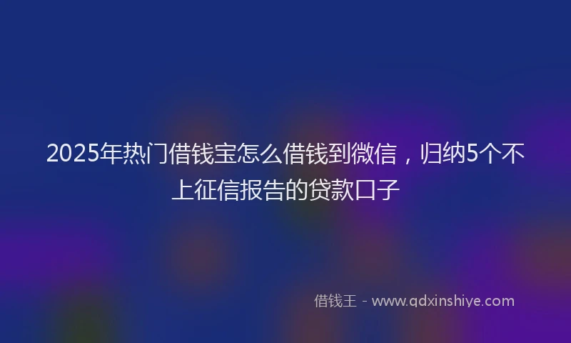 2025年热门借钱宝怎么借钱到微信，归纳5个不上征信报告的贷款口子