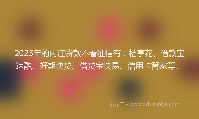2025年的内江贷款不看征信有：桔享花、借款宝速融、好期快贷、借贷宝快易、信用卡管家等。