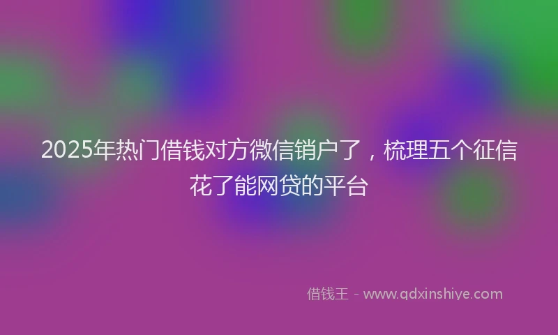 2025年热门借钱对方微信销户了，梳理五个征信花了能网贷的平台