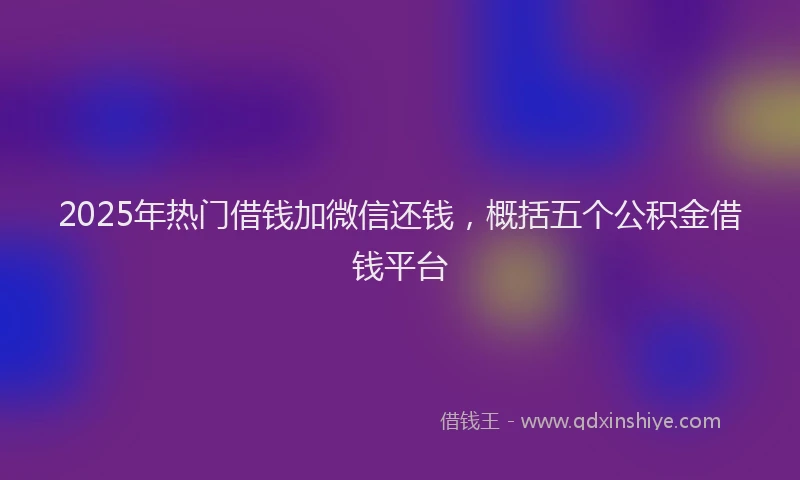 2025年热门借钱加微信还钱，概括五个公积金借钱平台