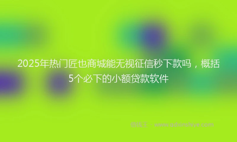 2025年热门匠也商城能无视征信秒下款吗，概括5个必下的小额贷款软件