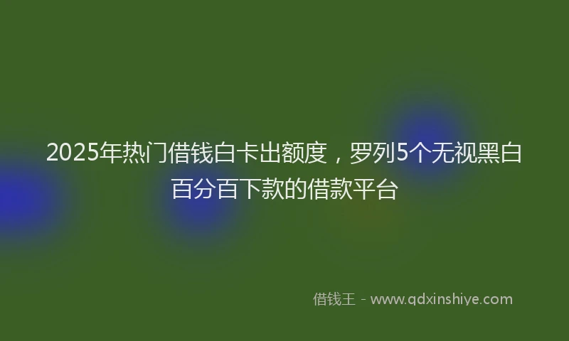 2025年热门借钱白卡出额度，罗列5个无视黑白百分百下款的借款平台
