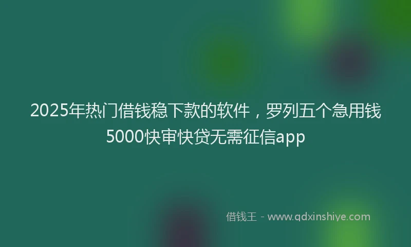 2025年热门借钱稳下款的软件，罗列五个急用钱5000快审快贷无需征信app
