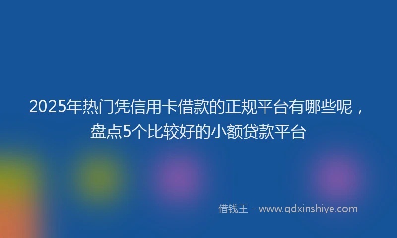 2025年热门凭信用卡借款的正规平台有哪些呢，盘点5个比较好的小额贷款平台