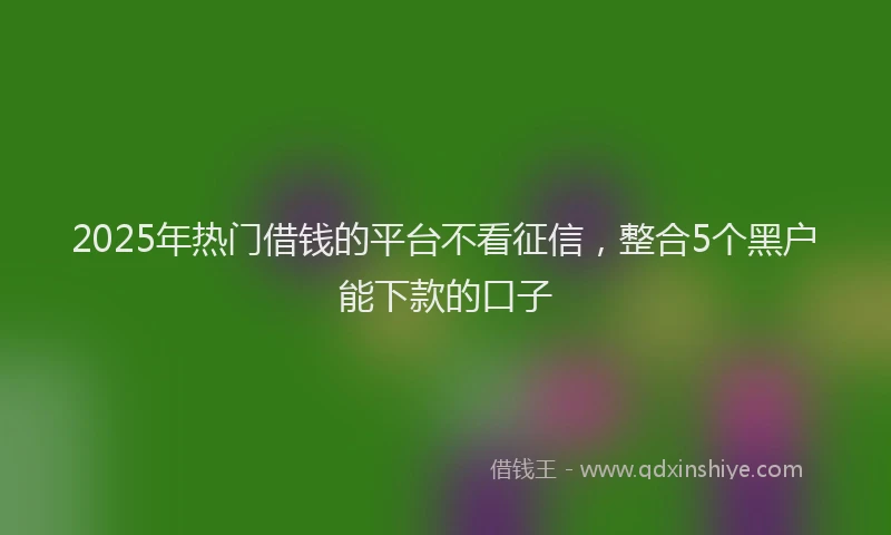 2025年热门借钱的平台不看征信，整合5个黑户能下款的口子