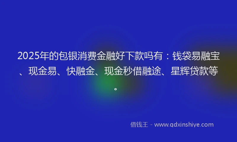 2025年的包银消费金融好下款吗有：钱袋易融宝、现金易、快融金、现金秒借融途、星辉贷款等。