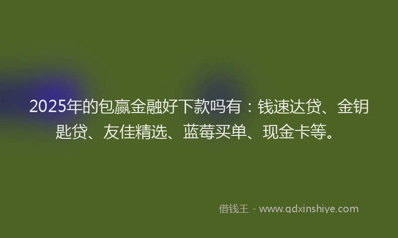 2025年的包赢金融好下款吗有：钱速达贷、金钥匙贷、友佳精选、蓝莓买单、现金卡等。