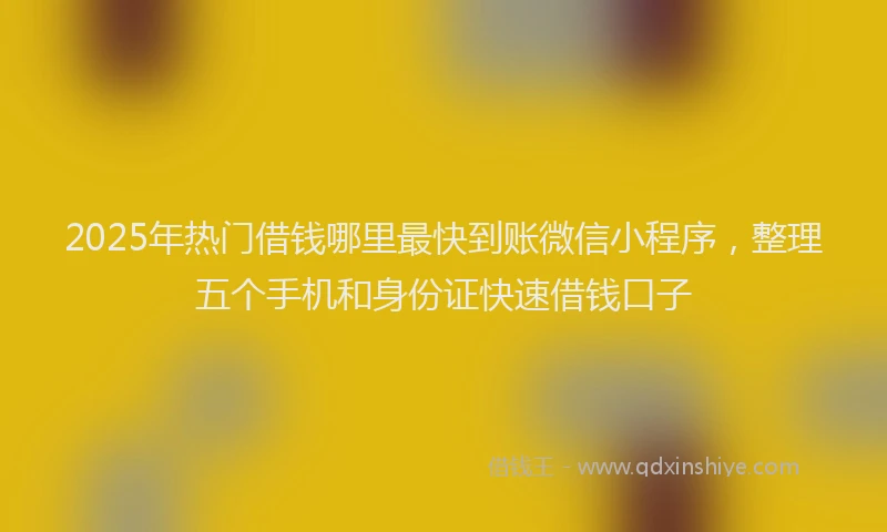 2025年热门借钱哪里最快到账微信小程序，整理五个手机和身份证快速借钱口子