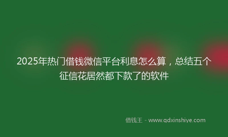 2025年热门借钱微信平台利息怎么算，总结五个征信花居然都下款了的软件