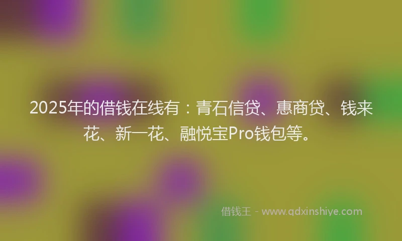 2025年的借钱在线有：青石信贷、惠商贷、钱来花、新一花、融悦宝Pro钱包等。
