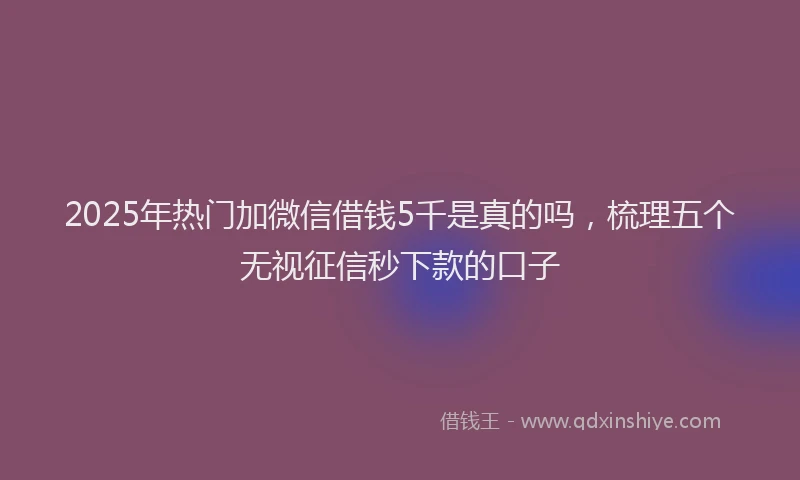 2025年热门加微信借钱5千是真的吗,梳理五个无视征信秒下款的口子