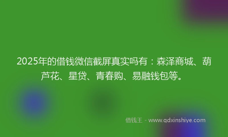 2025年的借钱微信截屏真实吗有：森泽商城、葫芦花、星贷、青春购、易融钱包等。