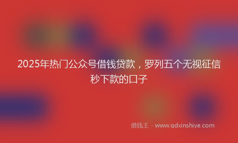 2025年热门公众号借钱贷款，罗列五个无视征信秒下款的口子