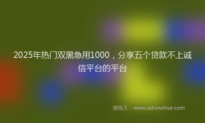 2025年热门双黑急用1000，分享五个贷款不上诚信平台的平台