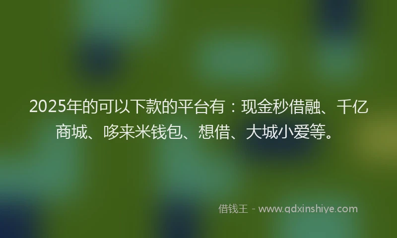 2025年的可以下款的平台有：现金秒借融、千亿商城、哆来米钱包、想借、大城小爱等。