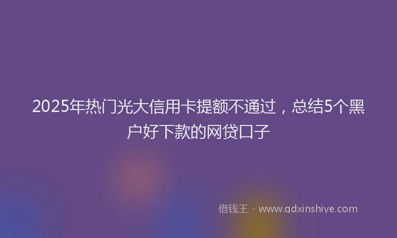 2025年热门光大信用卡提额不通过，总结5个黑户好下款的网贷口子