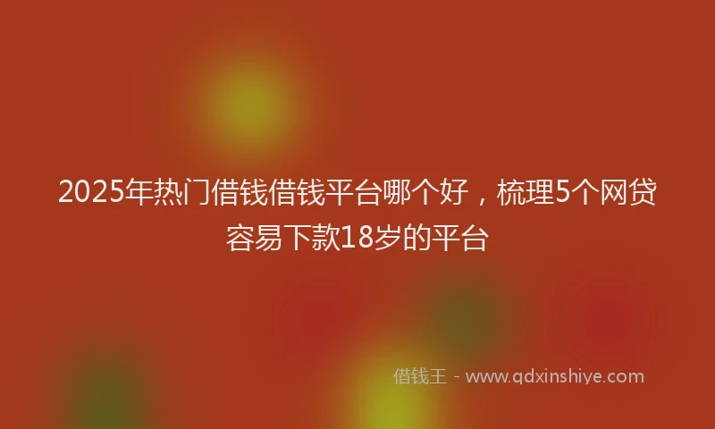 2025年热门借钱借钱平台哪个好，梳理5个网贷容易下款18岁的平台