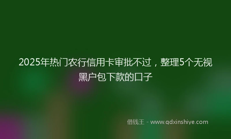 2025年热门农行信用卡审批不过，整理5个无视黑户包下款的口子