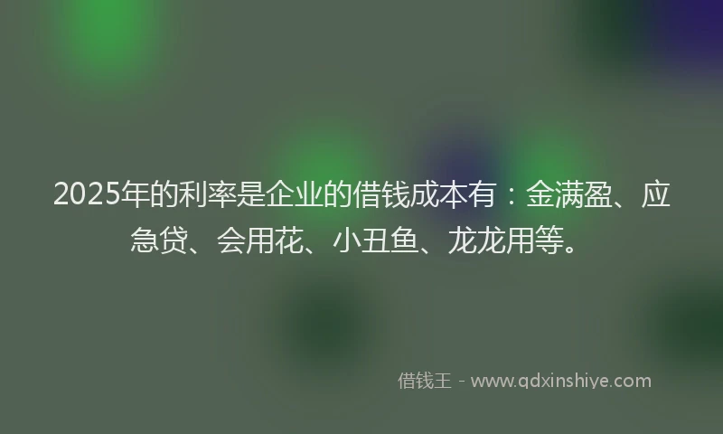 2025年的利率是企业的借钱成本有：金满盈、应急贷、会用花、小丑鱼、龙龙用等。