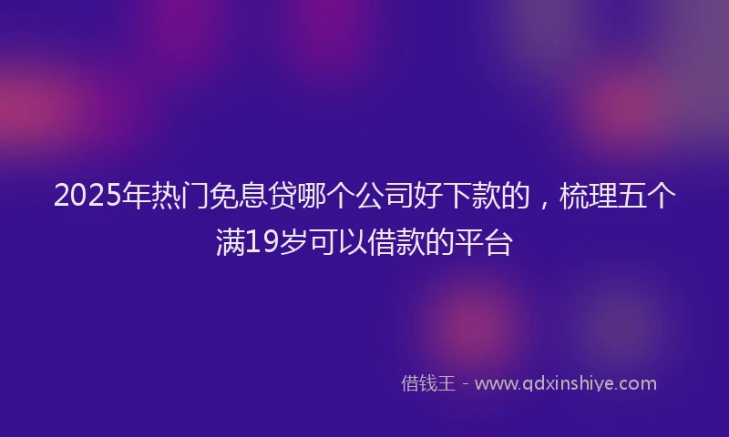 2025年热门免息贷哪个公司好下款的，梳理五个满19岁可以借款的平台
