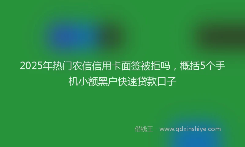 2025年热门农信信用卡面签被拒吗，概括5个手机小额黑户快速贷款口子