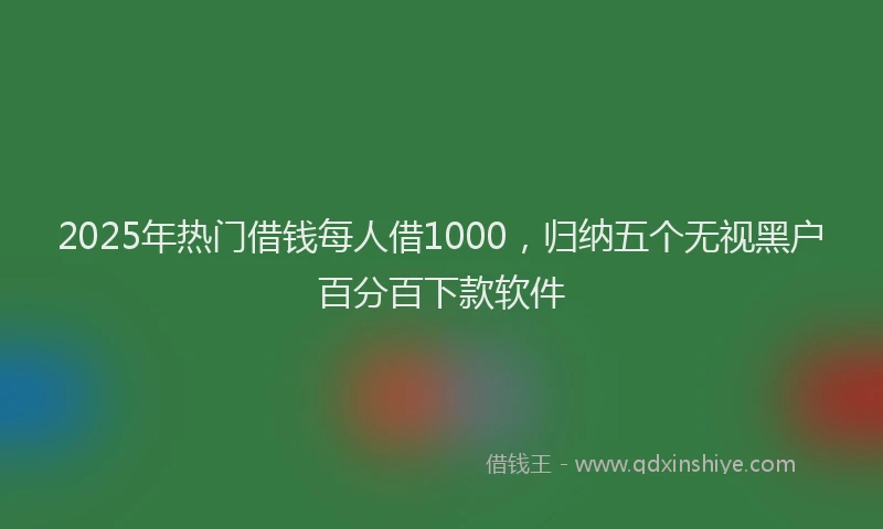 2025年热门借钱每人借1000，归纳五个无视黑户百分百下款软件
