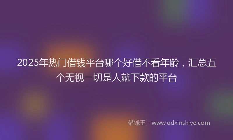 2025年热门借钱平台哪个好借不看年龄，汇总五个无视一切是人就下款的平台