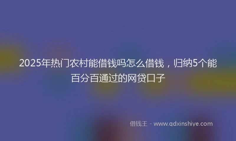 2025年热门农村能借钱吗怎么借钱，归纳5个能百分百通过的网贷口子