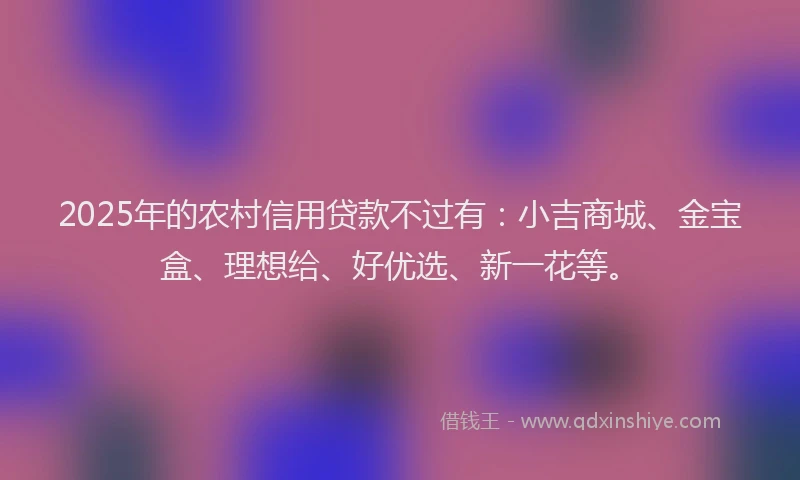 2025年的农村信用贷款不过有：小吉商城、金宝盒、理想给、好优选、新一花等。