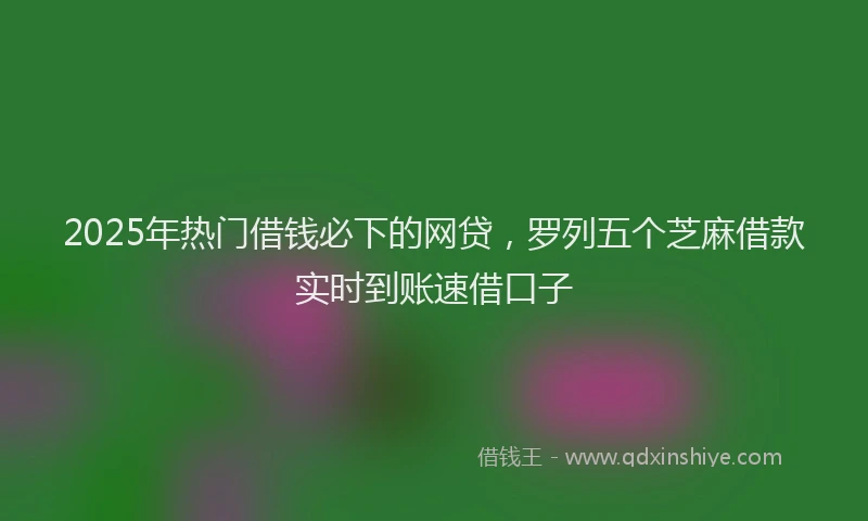 2025年热门借钱必下的网贷，罗列五个芝麻借款实时到账速借口子