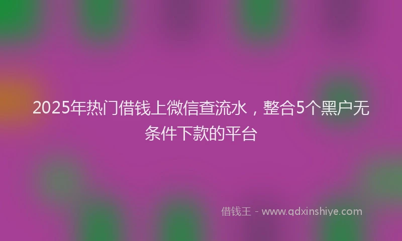 2025年热门借钱上微信查流水，整合5个黑户无条件下款的平台