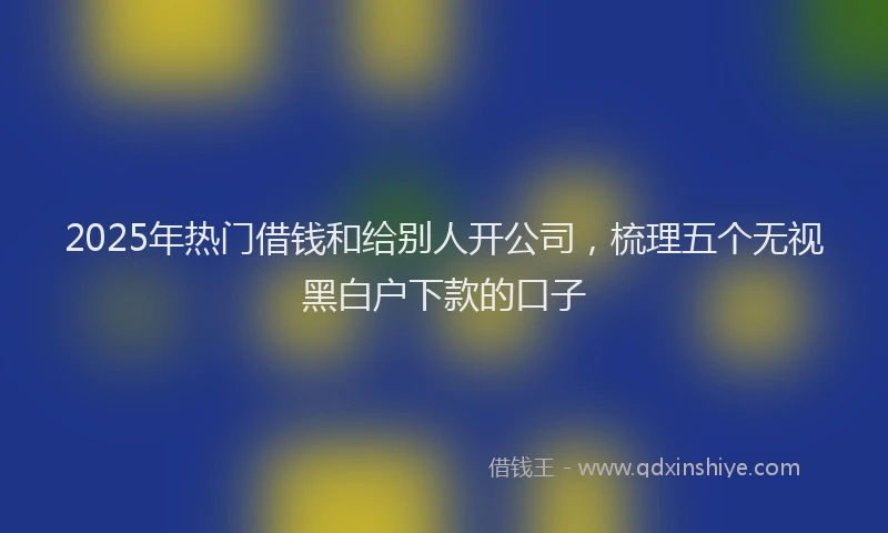 2025年热门借钱和给别人开公司，梳理五个无视黑白户下款的口子