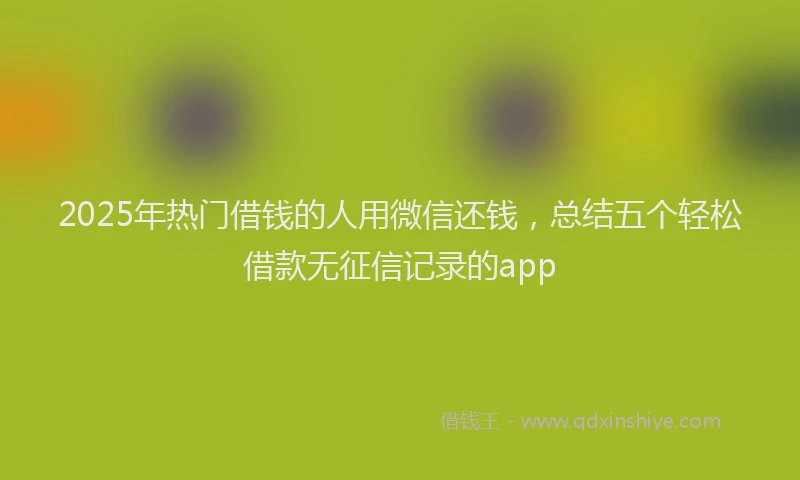 2025年热门借钱的人用微信还钱，总结五个轻松借款无征信记录的app