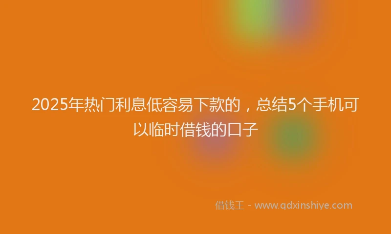 2025年热门利息低容易下款的，总结5个手机可以临时借钱的口子