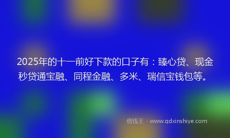 2025年的十一前好下款的口子有：臻心贷、现金秒贷通宝融、同程金融、多米、瑞信宝钱包等。