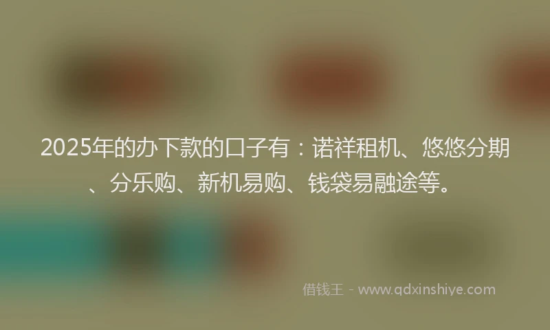 2025年的办下款的口子有：诺祥租机、悠悠分期、分乐购、新机易购、钱袋易融途等。