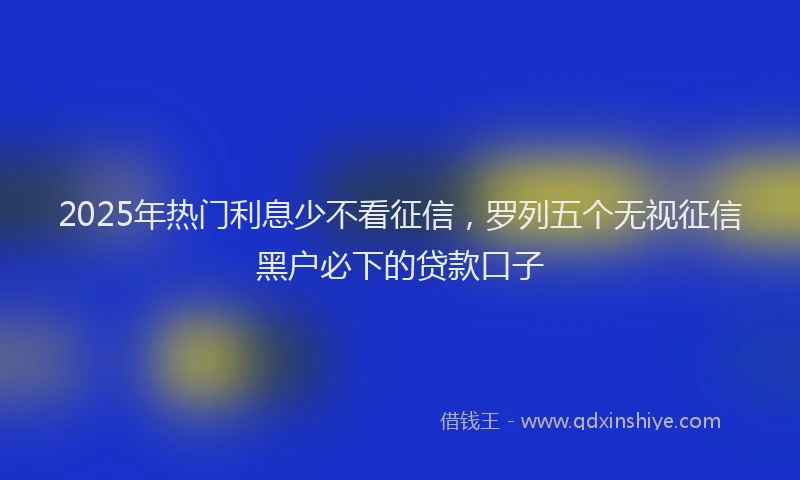 2025年热门利息少不看征信，罗列五个无视征信黑户必下的贷款口子