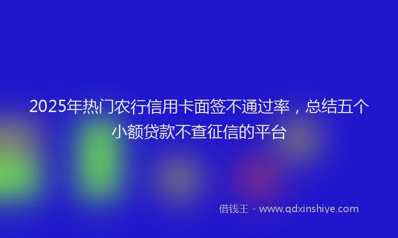 2025年热门农行信用卡面签不通过率，总结五个小额贷款不查征信的平台