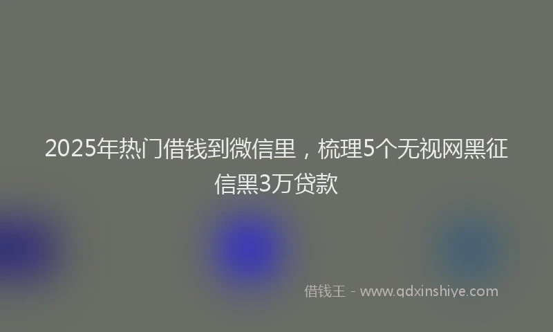2025年热门借钱到微信里，梳理5个无视网黑征信黑3万贷款