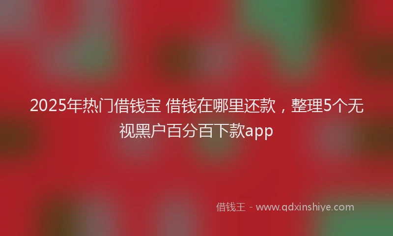 2025年热门借钱宝 借钱在哪里还款，整理5个无视黑户百分百下款app