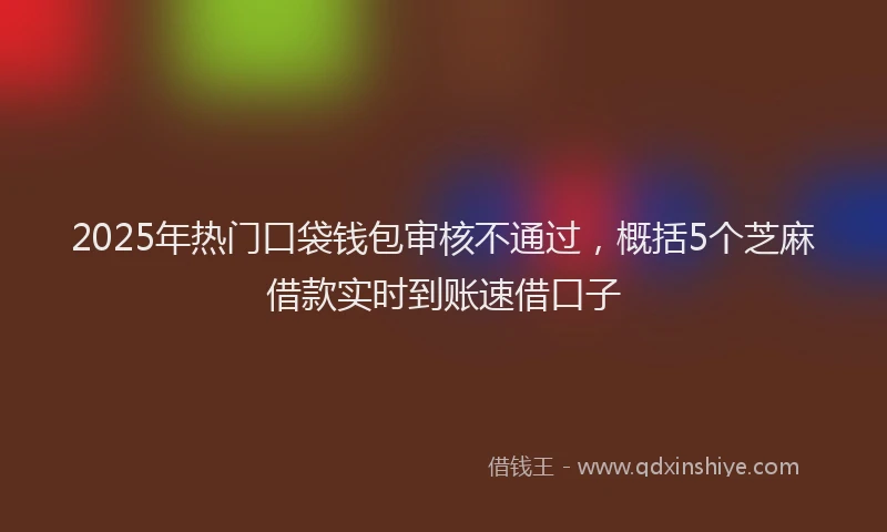 2025年热门口袋钱包审核不通过，概括5个芝麻借款实时到账速借口子