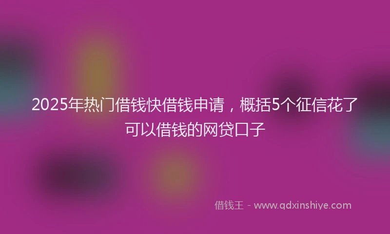 2025年热门借钱快借钱申请，概括5个征信花了可以借钱的网贷口子