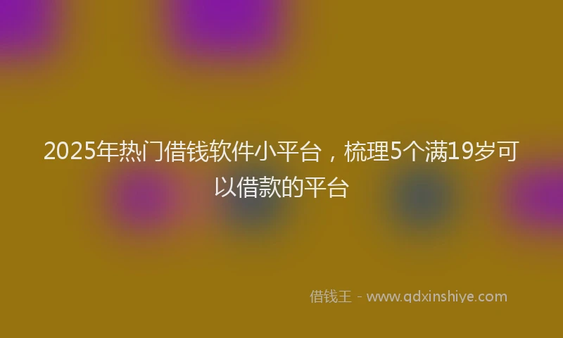 2025年热门借钱软件小平台，梳理5个满19岁可以借款的平台