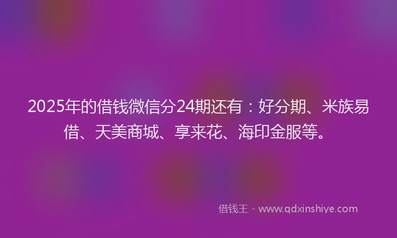 2025年的借钱微信分24期还有：好分期、米族易借、天美商城、享来花、海印金服等。